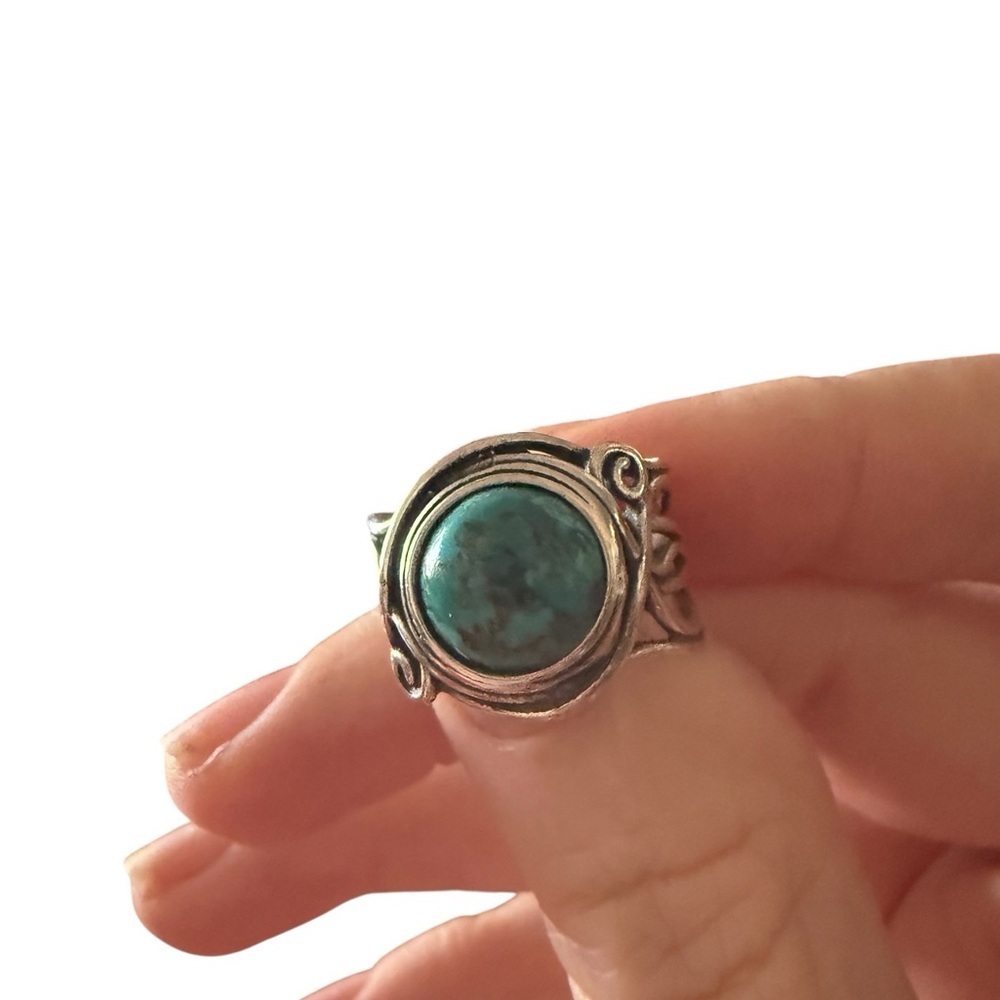 Vintage Didae 925 Israel Sterling Silver Genuine Turquoise Statement Ring - Picture 5 of 11